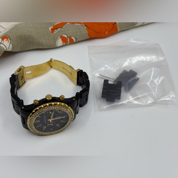 Authentic Michael Kors Chronograph Quartz Crystal Black Dial Ladies Watch - Picture 8 of 11